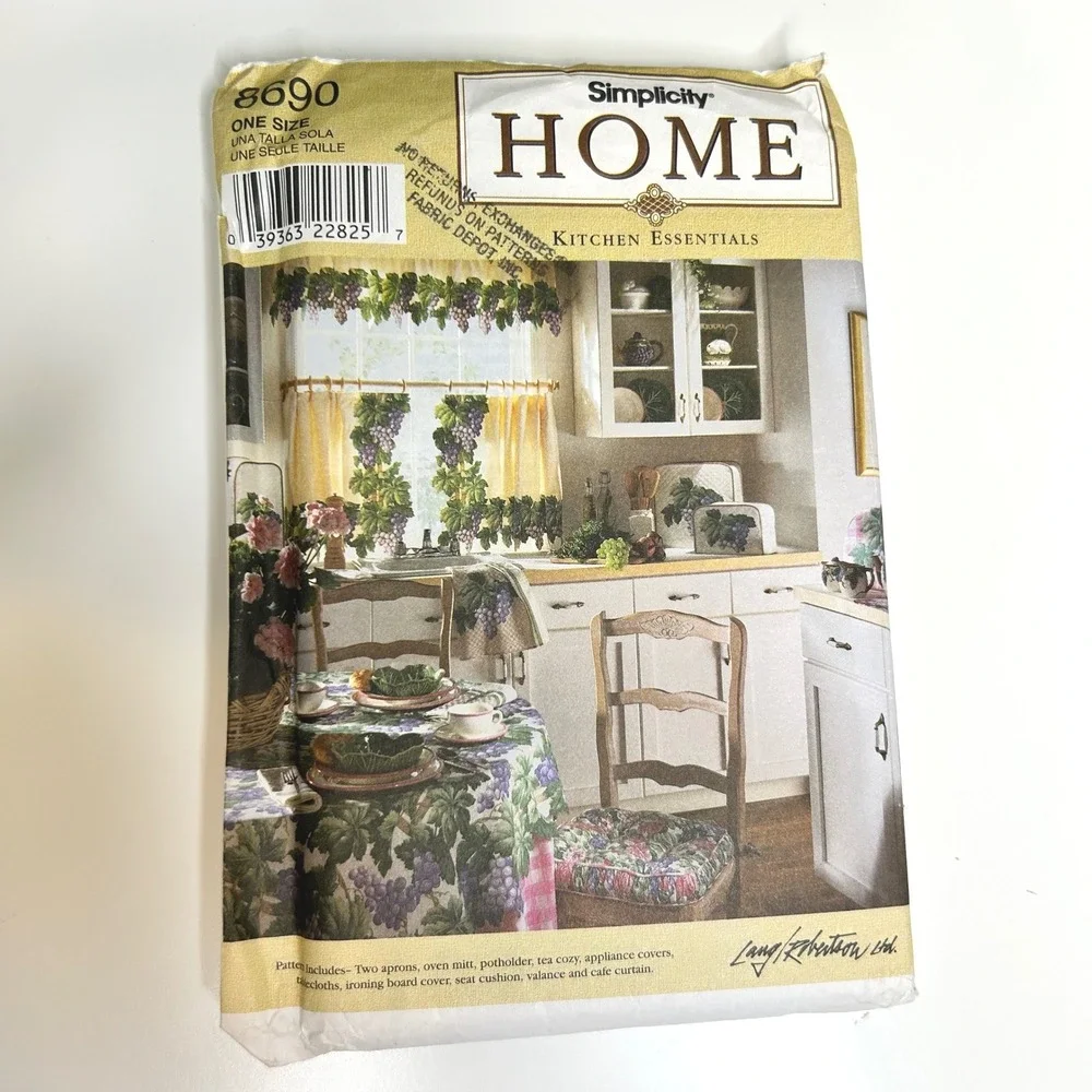 Simplicity 8690 Kitchen Essentials Sewing Pattern Aprons Curtains Decor 1999‎